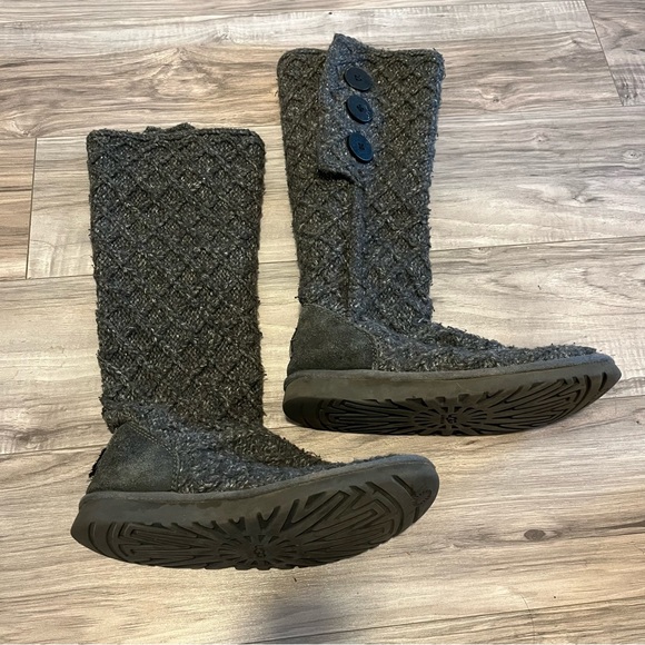 UGG Australia 3066 Lattice Cardy Knit Tall Fold Over Gray Boots Womens Size 7 - Picture 3 of 6